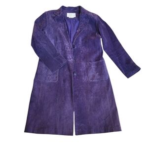 Margaret Godfrey VTG Purple Suede Leather Long Jacket Boho Western Sz 12
